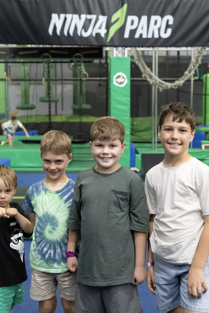 Young trainee ninja's at an ASC parkour skills program at Ninja Parc