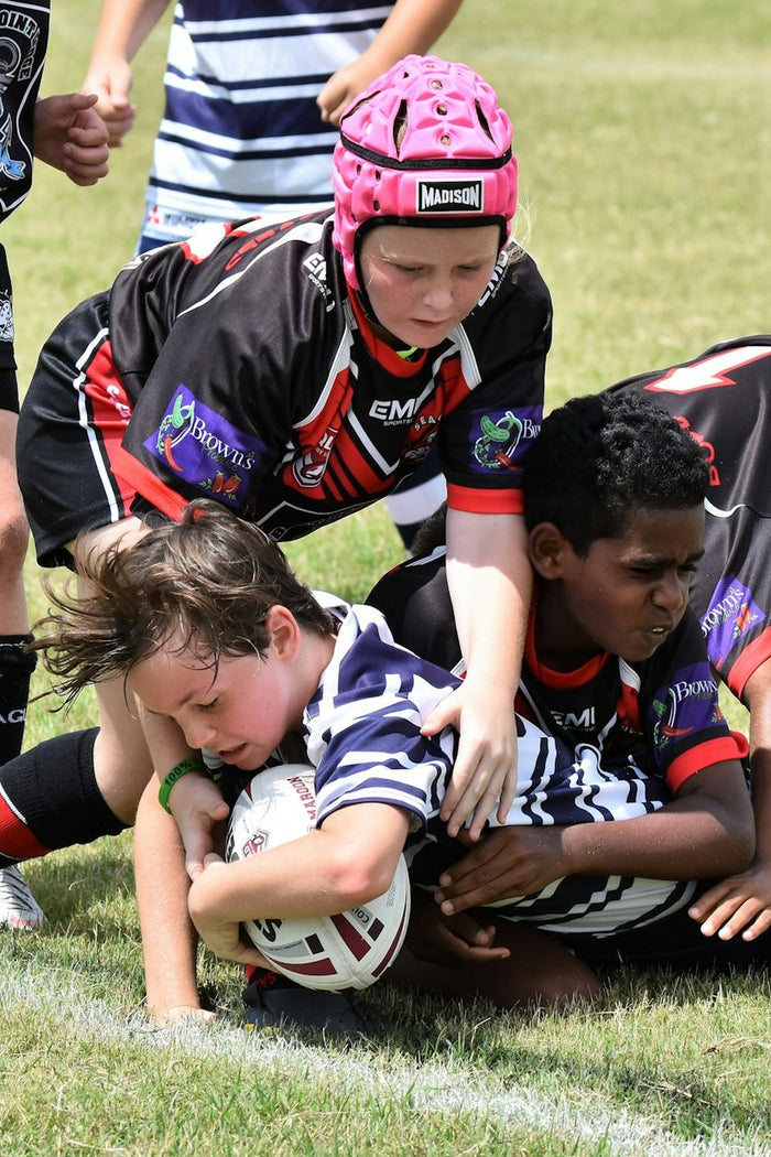 Rugby league touch football scoring a try at an ASC rugby camp